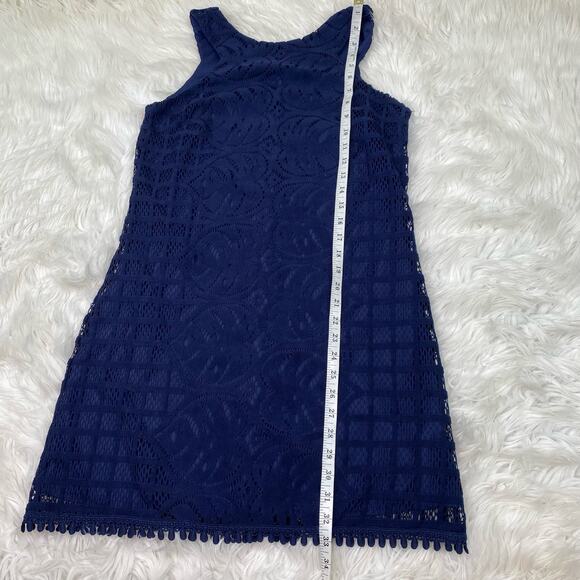 Lilly Pulitzer Women's Mango Shift Dress True Navy Leaf Palm Size S Lace - Picture 4 of 16